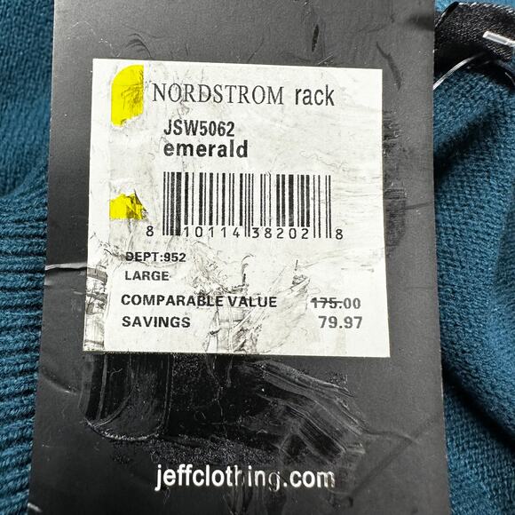 Jeff Men's Emerald Blue Long Sleeve Sweater Size Large New With Tags Condition - Picture 5 of 9